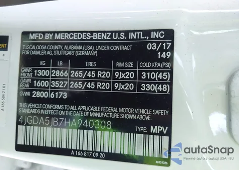 2017 Mercedes-Benz Gle 350 z USA, uszkodzony, nr VIN 4JGDA5JB7HA940308